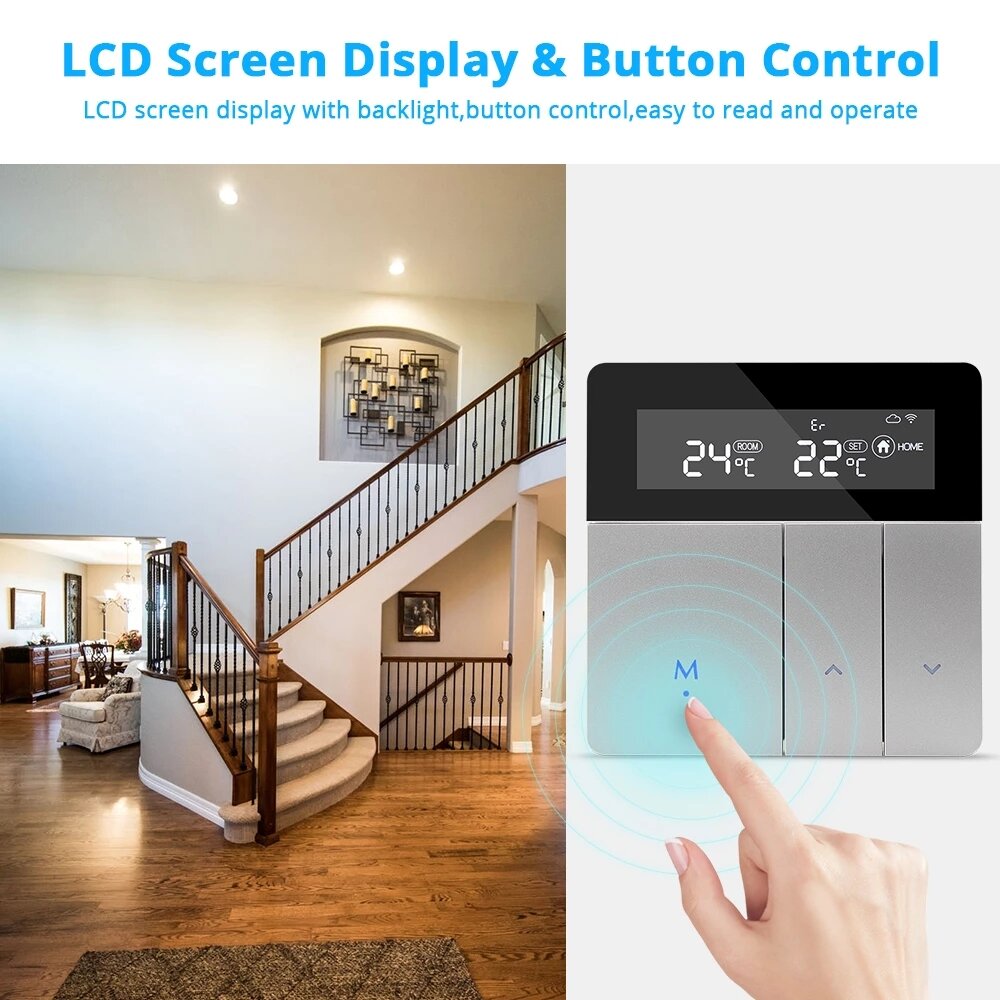 WiFi Thermostat for Electric Heater Water Radiant Floor Heating Alexa Google Home Enable Temperature Controlled