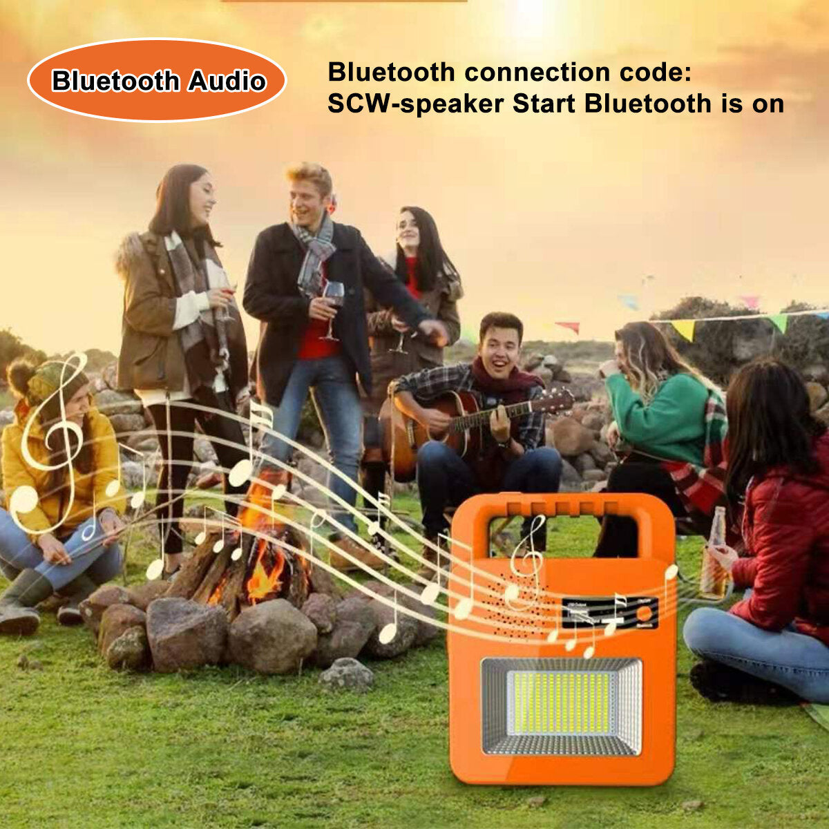Bluetooth Speaker Strong Light LED Solar Rechargeable Light Emergency Power Bank 6000mA