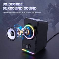 Gaming Speaker 2.0 Channel RGB Light Computer Speaker Stereo Bass Touch Control Gaming Wired USB/3.5mm Speaker