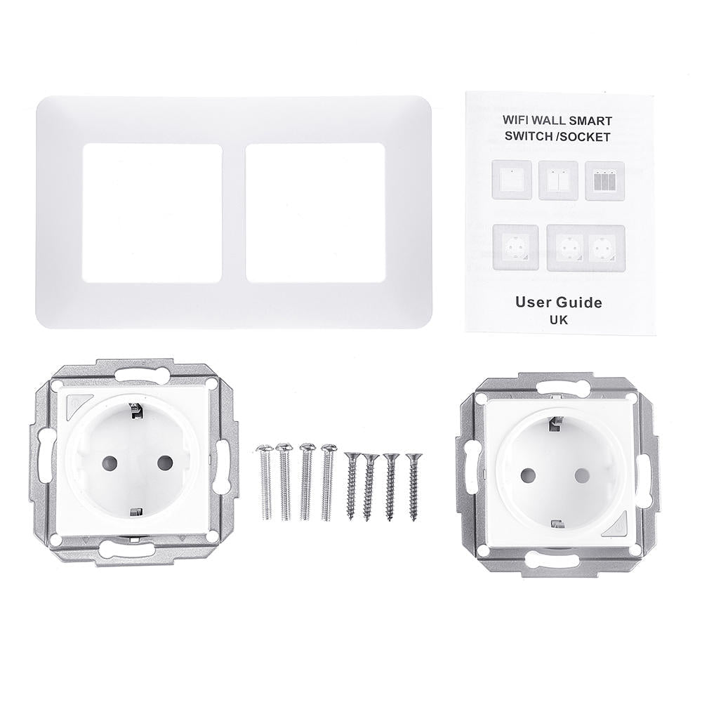 Dual WiFi Smart Light Wall Switch Socket Outlet DE EU Tuya Wireless Remote Control Work with Alexa Google Home
