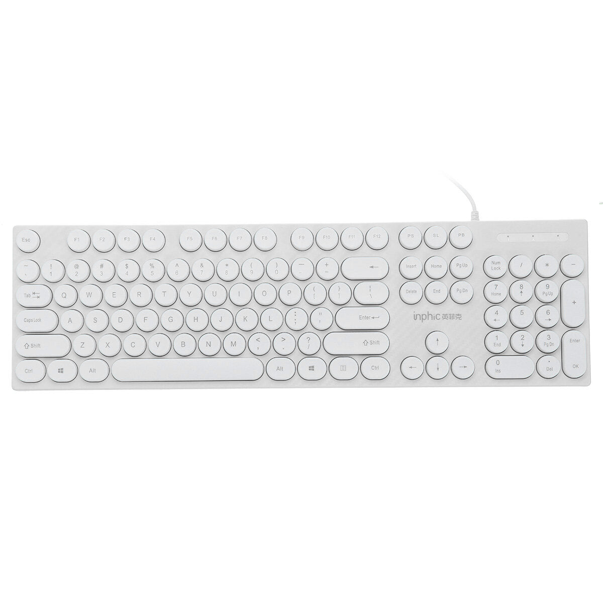 104 Keys Computer Keyboard USB Wired Punk Round Keycaps Mechanical Feeling Gaming Keyboard