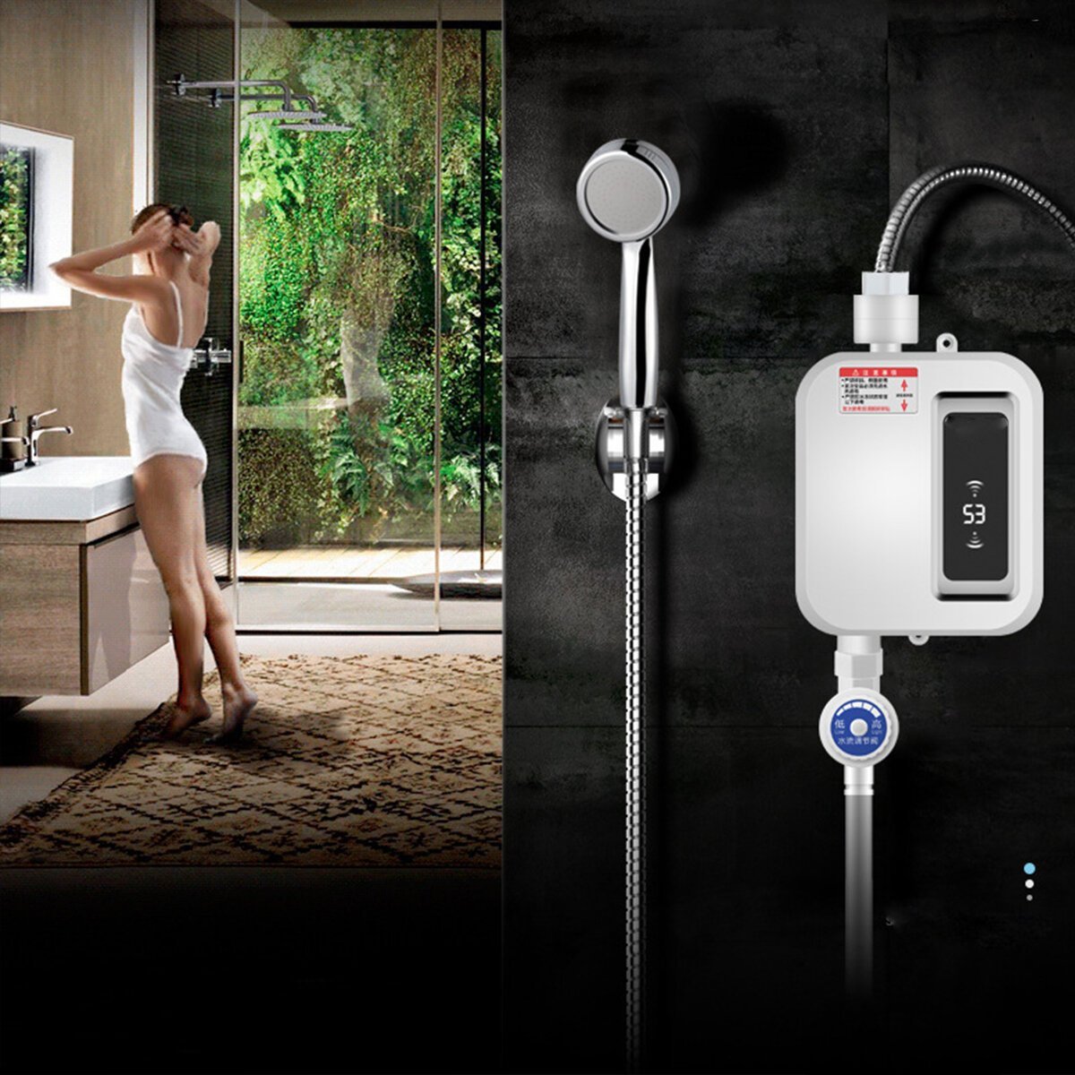 3500W 220V Electric Tankless Instant Hot Water Heater for Bathroom Kitchen