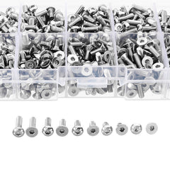 M3SH8 M3 Stainless Steel Hex Socket Button & Flat Head Screw Bolt Assortment Kit 720Pcs