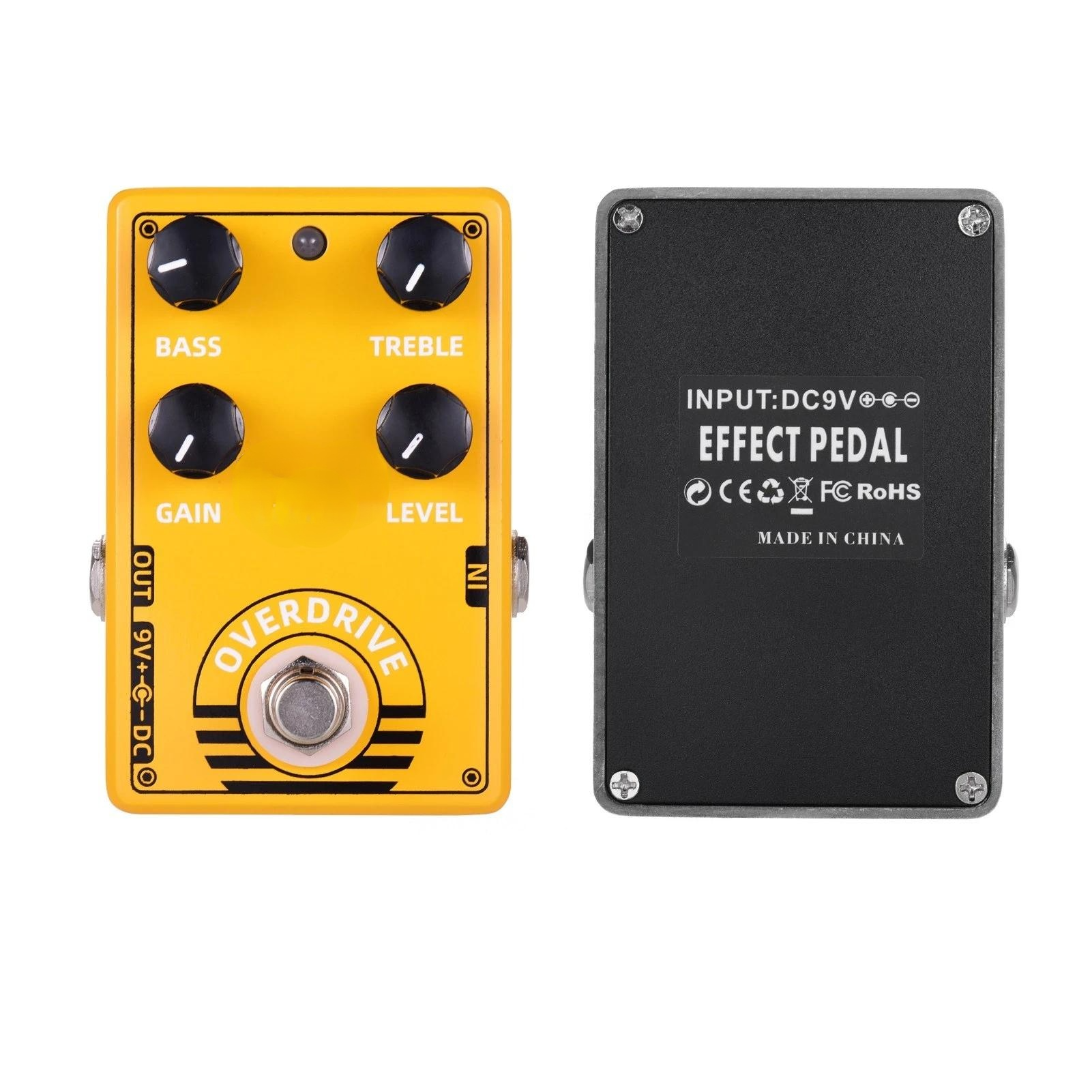 Overdrive Guitar Effect Pedal with Bass Treble Gain Level Controls and True Bypass Design