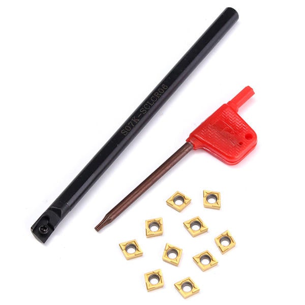 Lathe Boring Bar Turning Holder with 10pcs CCMT060204-HM Inserts