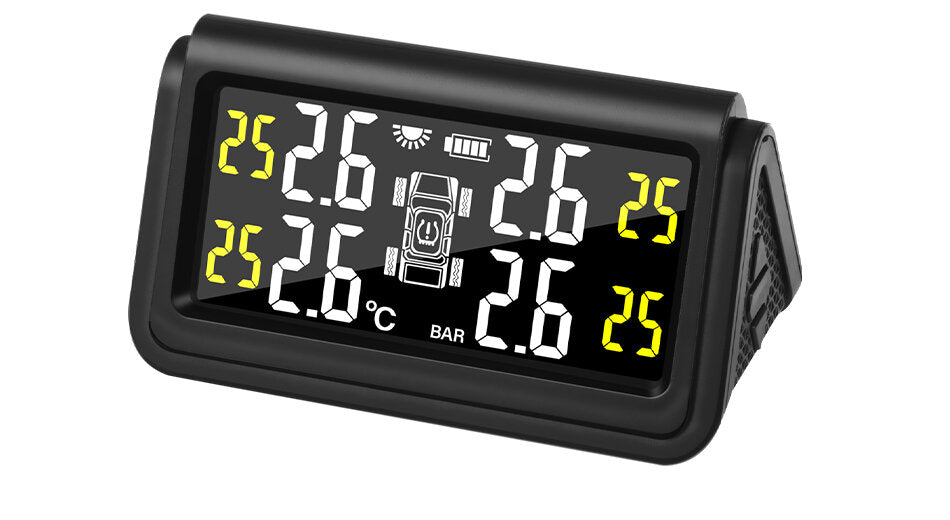 Solar Power TPMS Car Tire Pressure Monitoring Intelligent System Auto Alarm Monitor with 4 External Sensors