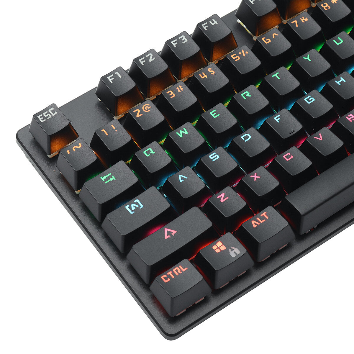 Wired Mechanical Keyboard 87 Keys Hot Swappable Blue Switch Suspended Keycaps RGB Backlit Gaming Keyboard with Supplement Blue Switches Keycap Puller