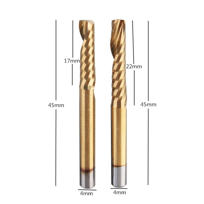 17mm/22mm Titanized End Milling Cutter Single Flute Spiral Bit Length for Metalworking