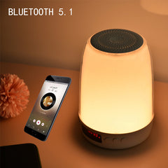 Bluetooth 5.1 Speaker Alarm Clock with Colorful Light 3 Gear Dimming White Noise Machine FM Radio for Party Bedroom Home