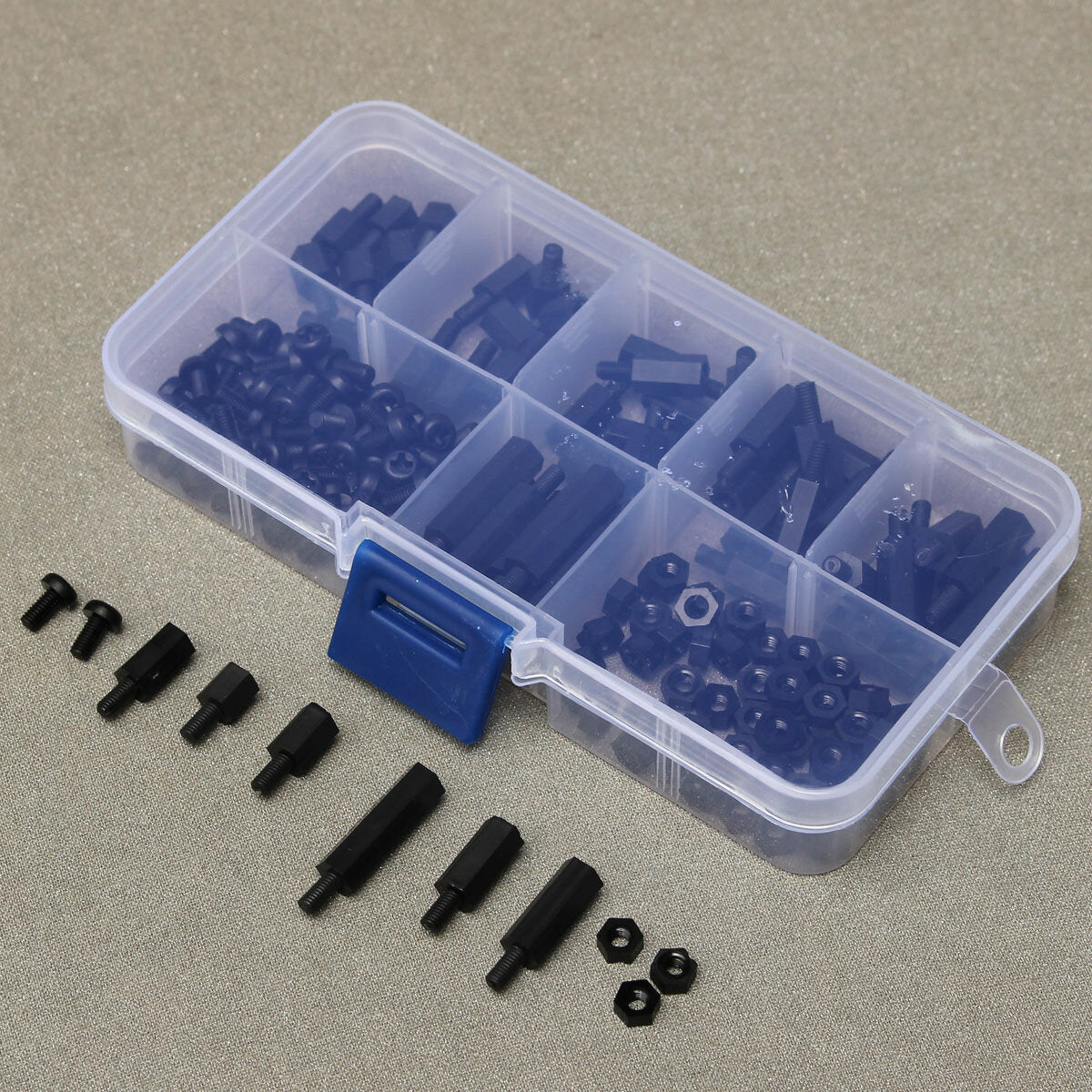 M3NH5 180Pcs M3 Nylon Screw Black Hex Screw Nut PCB Standoff Spacer Column Assortment Kit