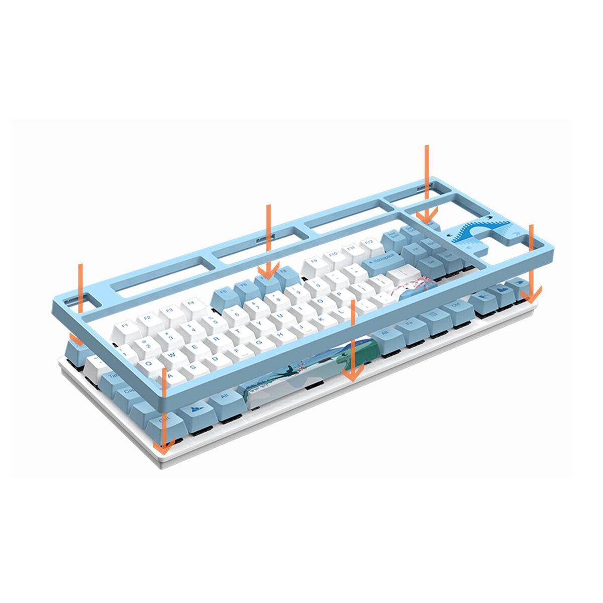 Mechanical Keyboard Swallow Theme Wired Ice Blue Backlight 87 Keys Cherry MX Switch Blue PBT Keycaps Gaming Keyboard