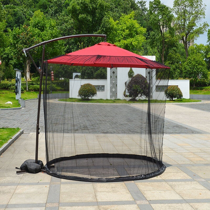 Parasol Mosquito Net Cover Outdoor Garden Umbrella Table Screen Bug Netting