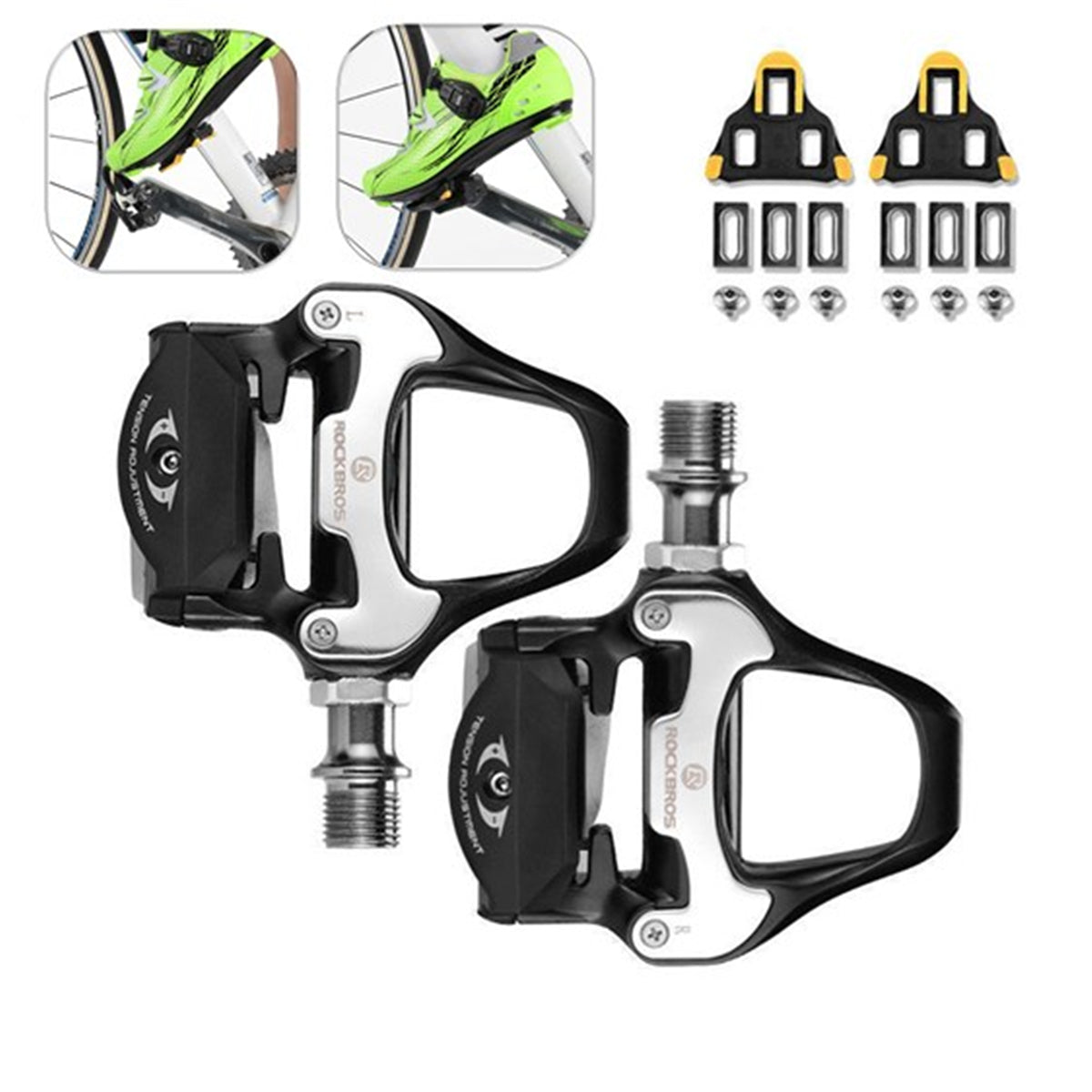 Road Bike Pedals Self-locking Seal Bearings Ultralight MTB Mountain Bicycle Flat Platform Outdoor Cycling