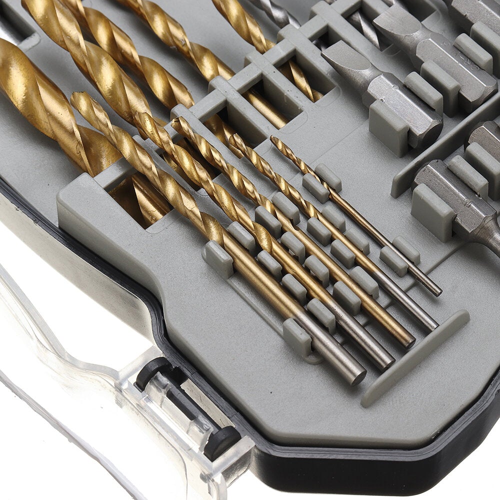 31Pcs Titanium Coated Hole Saw Cutting Set 1/4 Inch Hex Shank Magnetic Connecting Rod Screwdriver Bits