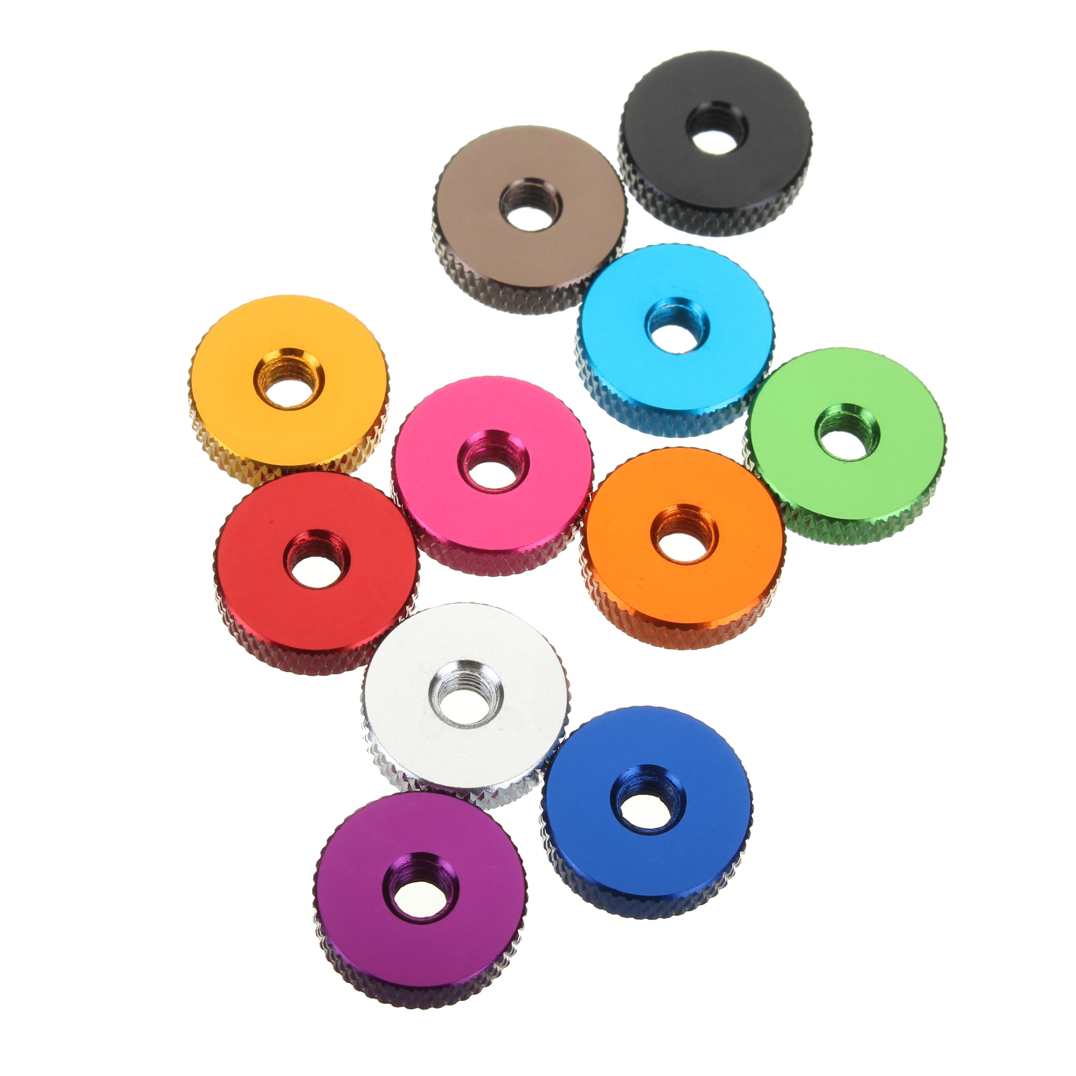 M4AN3 10Pcs M4 Manual Knurled Thumb Screw Nut Spacer Flat Washer Aluminum Alloy Multicolor