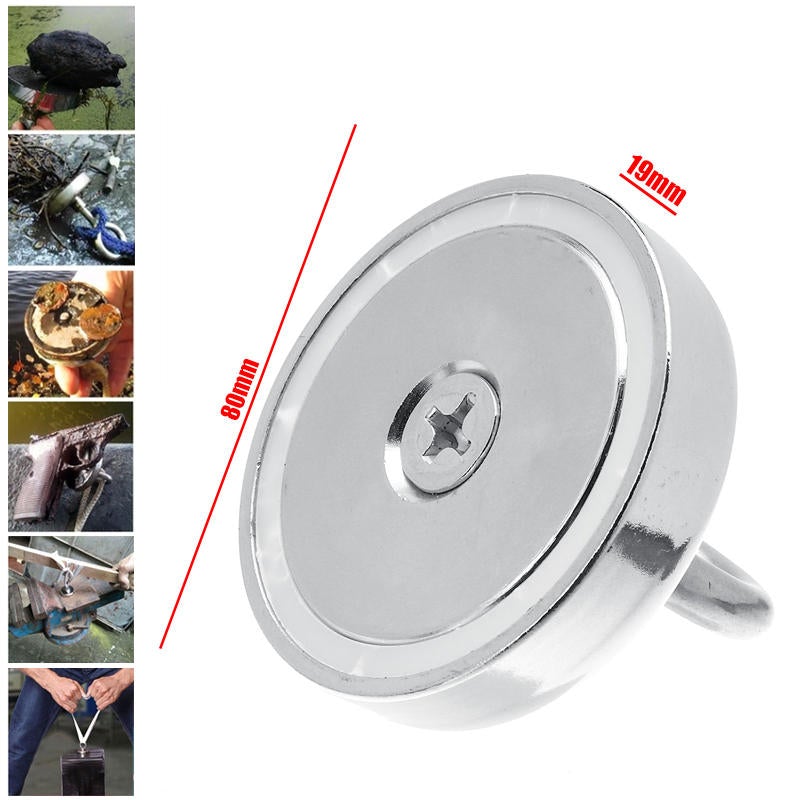 D80mm 400KG Strong Powerful Neodymium Recovery Magnet Salvage Tool Recovery Fishing Kits with 10m Rope