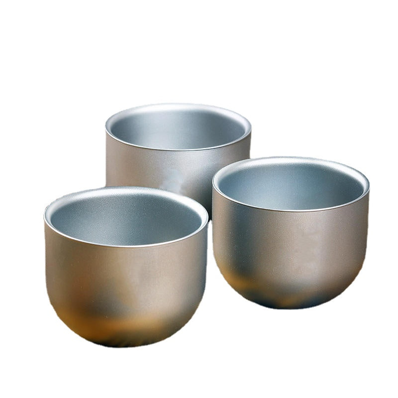 1 Pcs 150ml Water Cup Pure Titanium Camping Travel Portable Tea Cup Double Anti-scalding Cup
