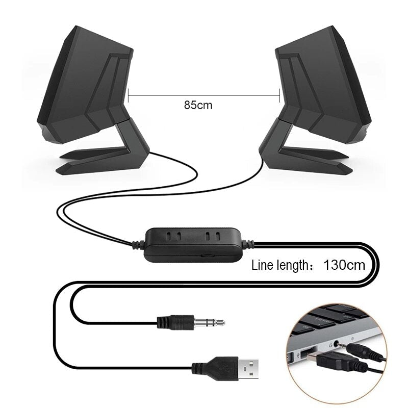 Computer Desktop Speaker Hi-Fi Bass Luminous Mini Portable USB Loudspeaker for Laptop Computer PC