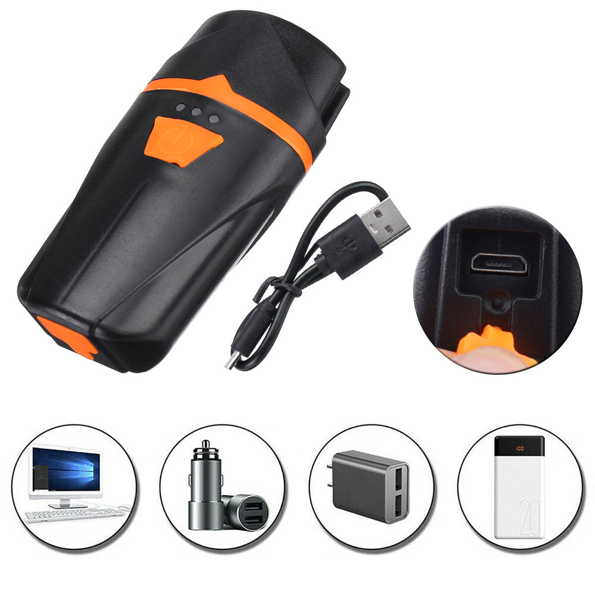 800Lm 1200mAh Aluminum Alloy Waterproof Shockproof USB Charging Bike Headlight USB Charging Light