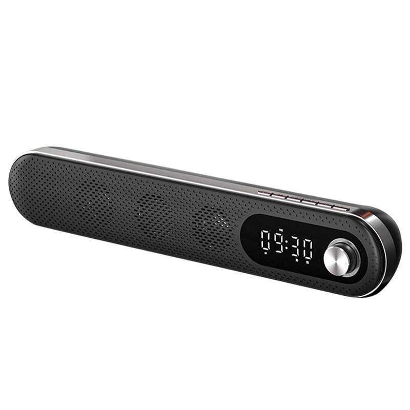 Wireless USB Desk Bluetooth Speaker Soundbar with Dual Alarm Clock FM Function Temperature Display for PC TV Computer Home