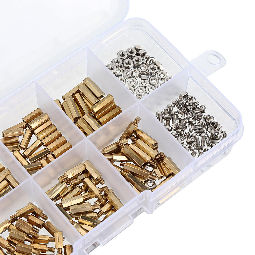 300Pcs M2 Male-Female Brass Hex Column Standoff Support Spacer Pillar Stainless Steel Screws Nuts for PCB Board
