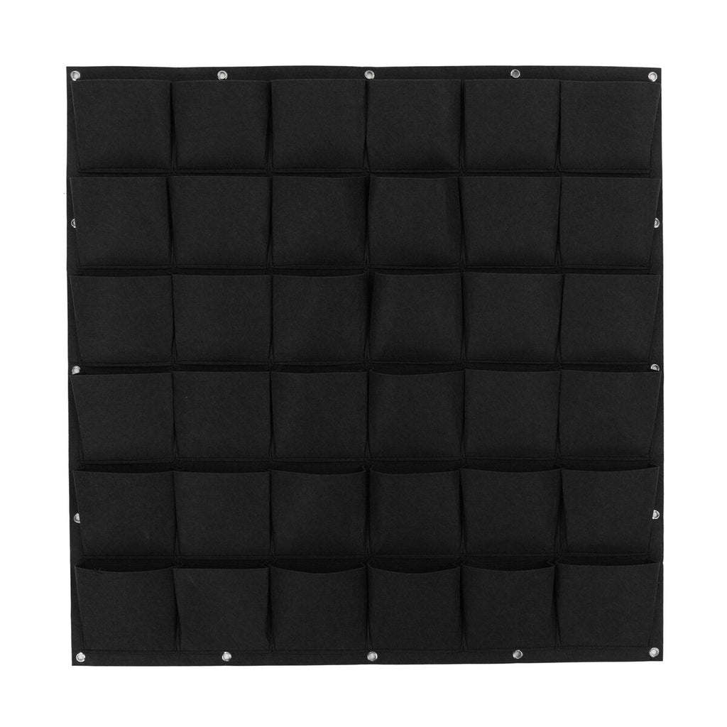 9-64 Pockets Plant Pot Flower Pot Felt Vertical Garden Hanging Black Wall Planters Pouch
