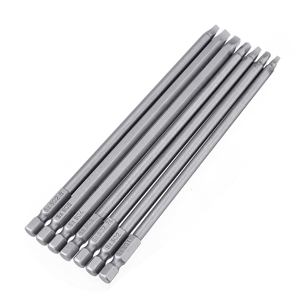 7pcs 150mm Square Screwdriver Bits 1/4 Inch Hex Shank Screwdriver Bit