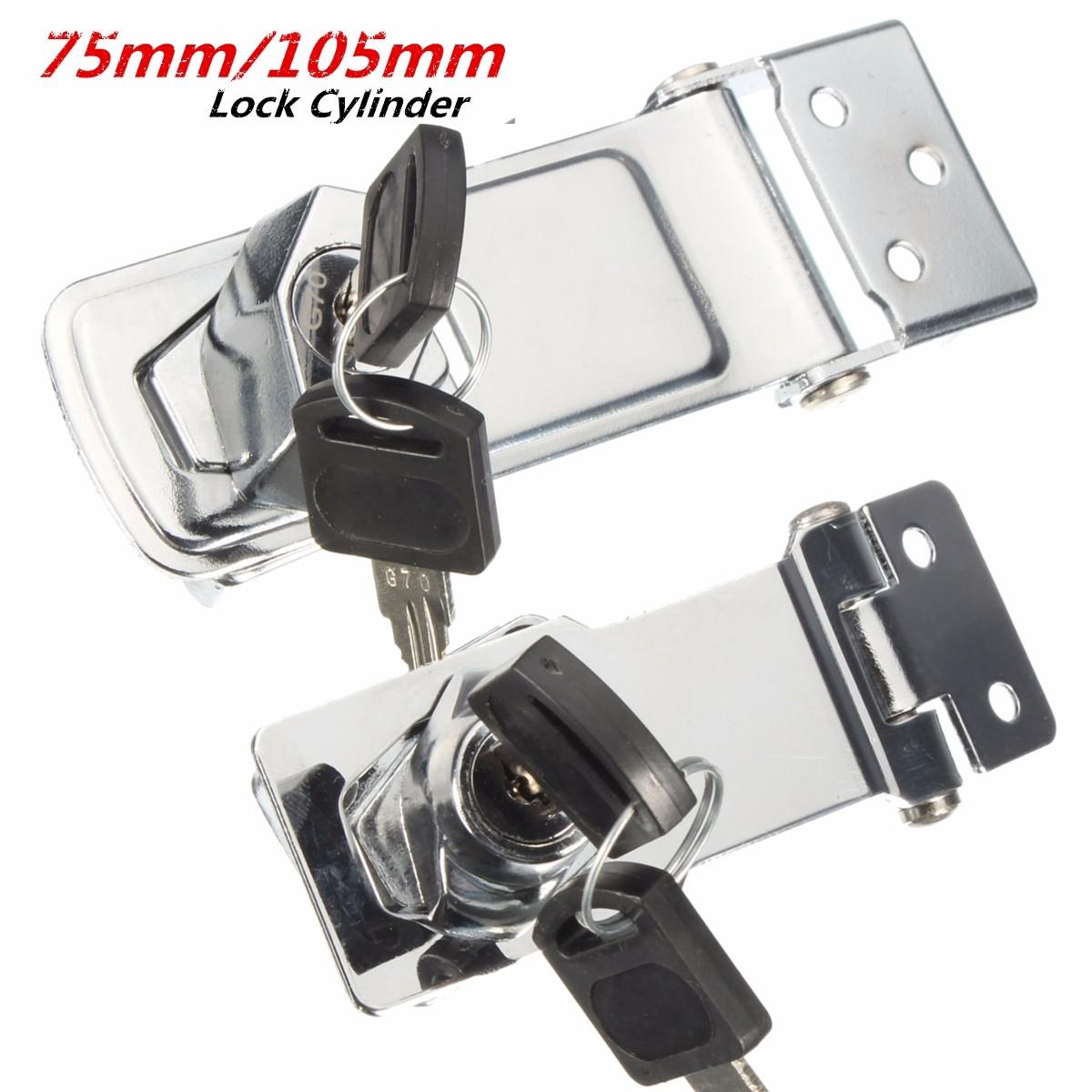 Locking Cylinder HASP Staple Garage Gate Door Lock Padlock with 2 Keys 75/105mm