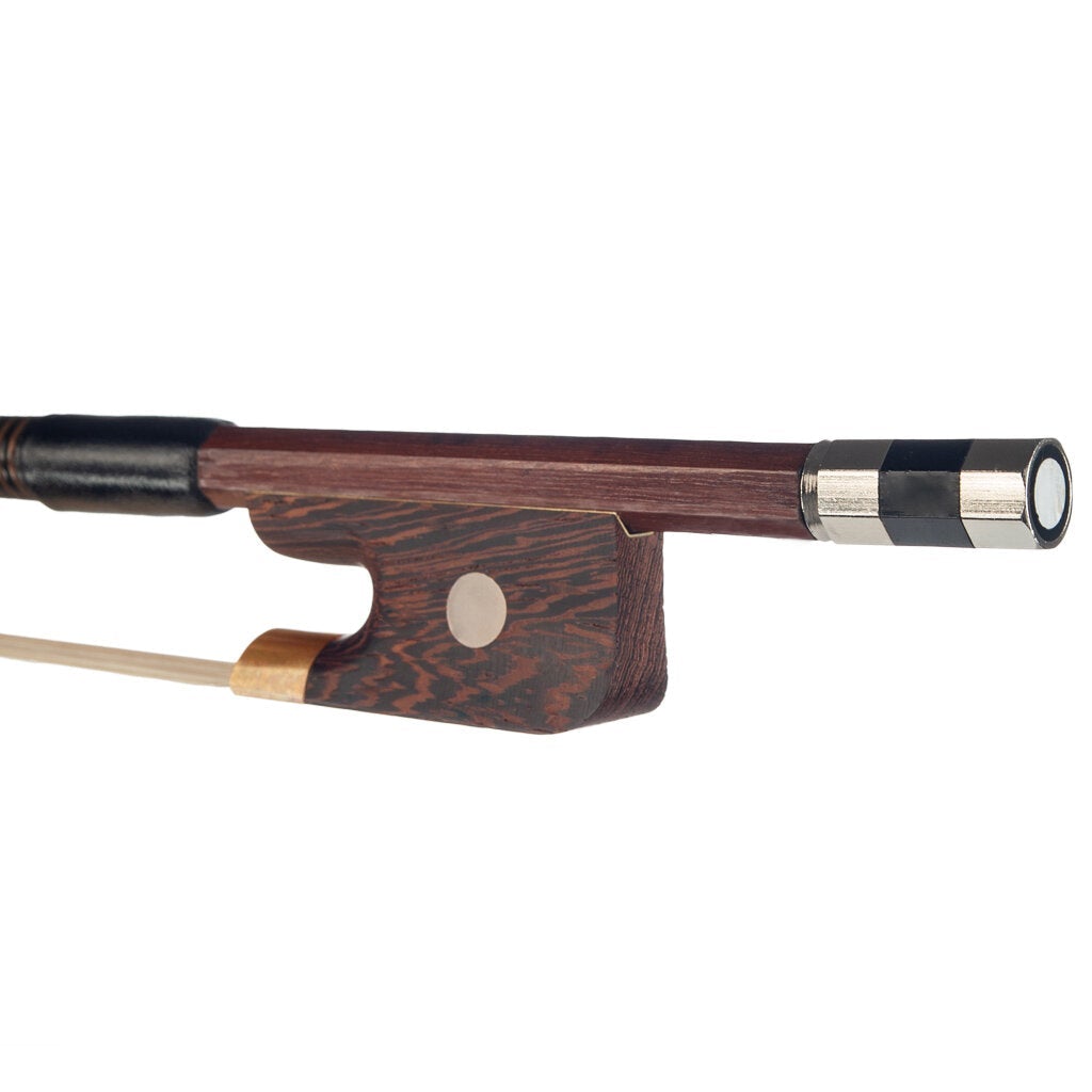 4/4 Double Bass Bow French Style Brazilwood Stick with Wenge Frog Sheep Skin Grip White Horsehair