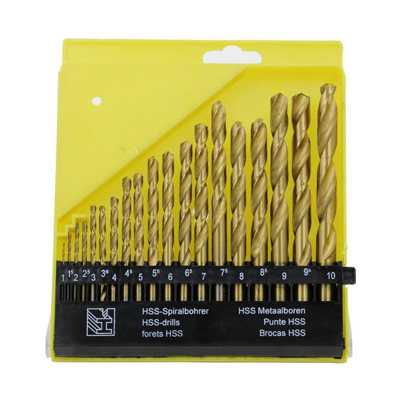 19pcs 1.0-10.0mm HSS Titanium Coated Twist Drill Bit Set for Metal Wood Drilling