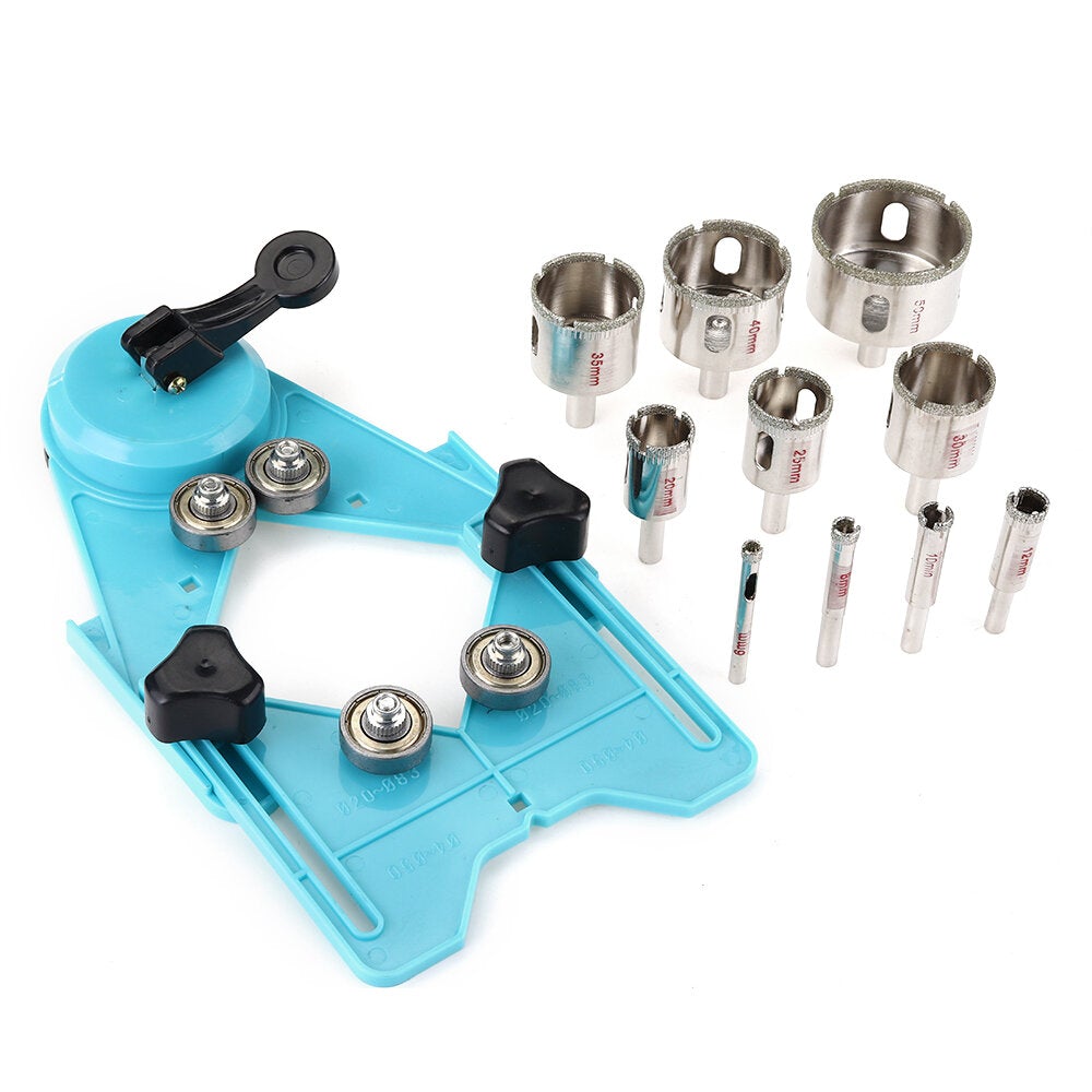 11PCS 6-30mm/6-50mm Diamond Hole Saw Drill Bit with Hole Saw Cutter Drill Guide Jig Fixture for Glass, Porcelain, Ceramic, Granite Stone