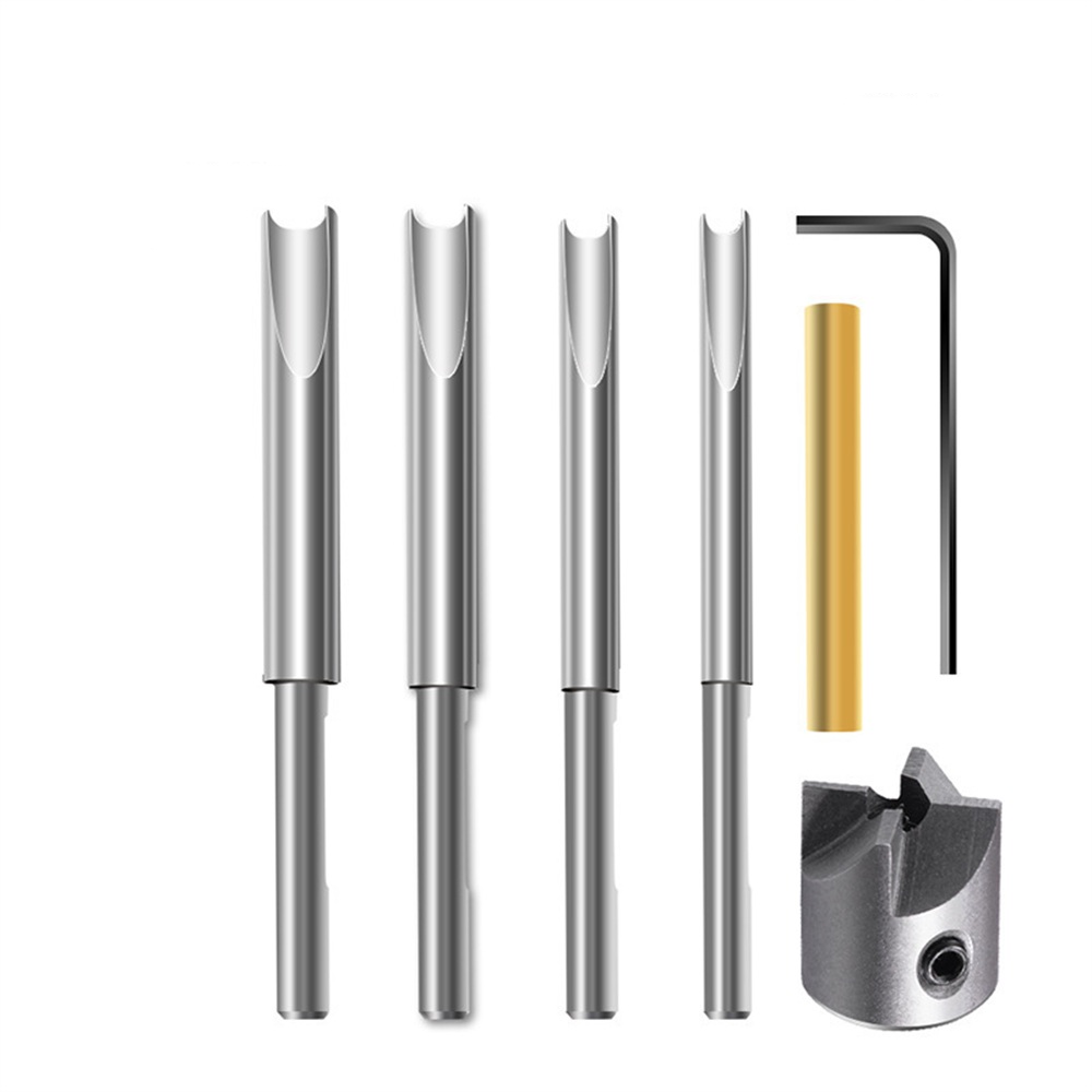 6pcs High-speed Steel 4-blade Milling Cutter Set Pen Reamer Woodworking Tool