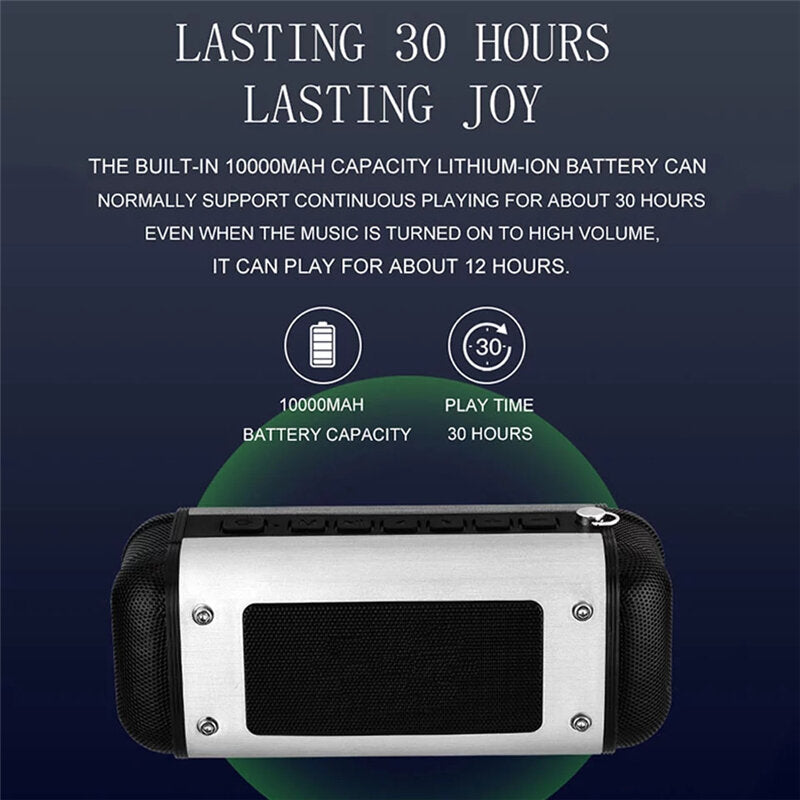Wireless Bluetooth Speaker 20W Subwoofer Dual Drivers Hi-Fi 5000mAh FM Radio TF Card Waterproof Portable Outdoor Bicycle Speaker with Mic