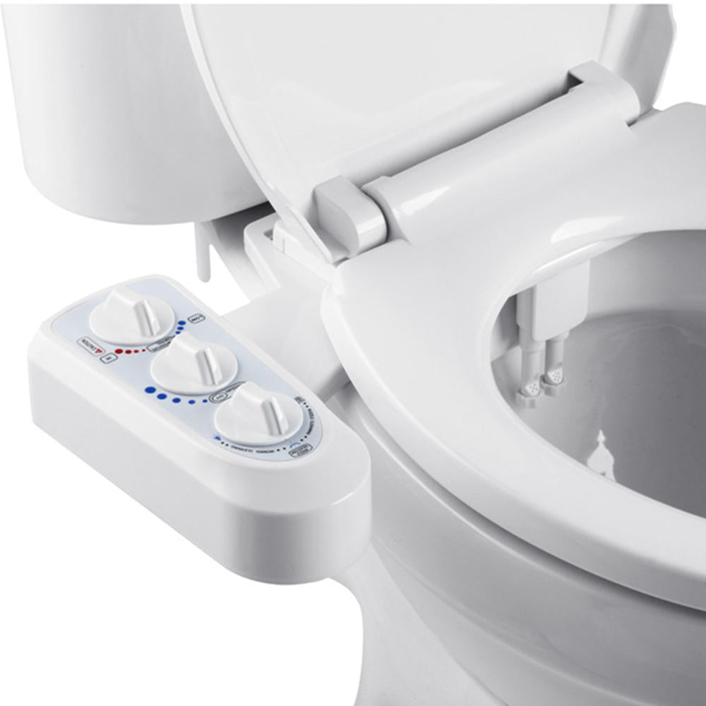 Smart Toilet Portable Bidet Attachment Seat Cover Sprayer Hot Cold Mixer Water Wash Cleaner Set for w/ Adjustable Pressure Switch Self Dual Nozzle
