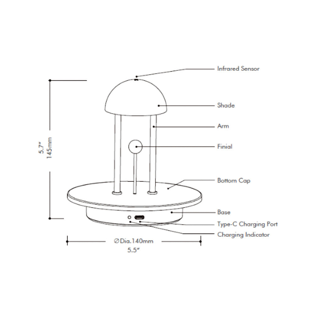 LED Touch Control Table Lamp 2000mAh Rechargeable Battery Stepless Dimmable Bedside Nightstand Lamp