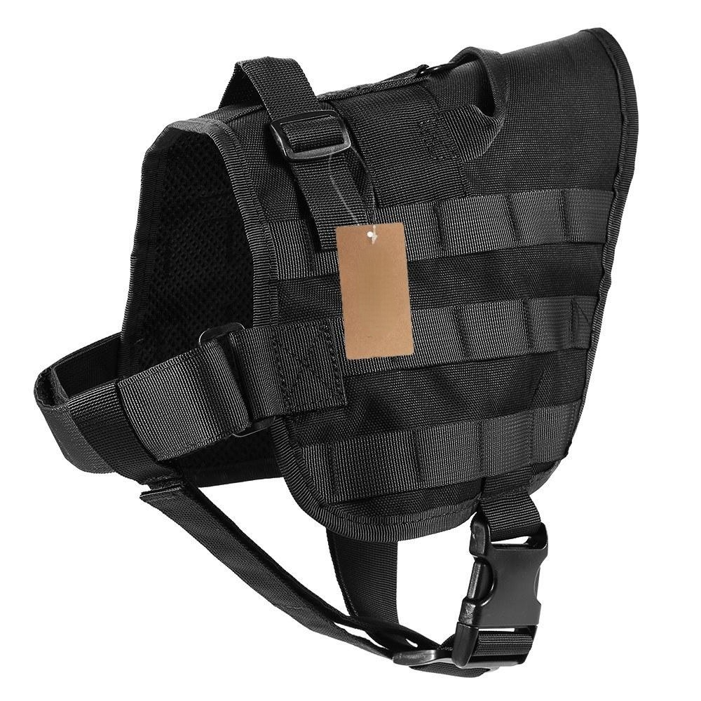 Outdoor Molle Dog Vest Adjustable Water Resistant Nylon with Safety Lock and Detachable Strap