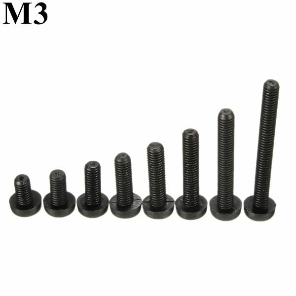 M3NP1 50Pcs M3 Nylon Screw Bolt Black Round Phillips Screw Nut Nylon PCB Standoff Assortment 5-25mm