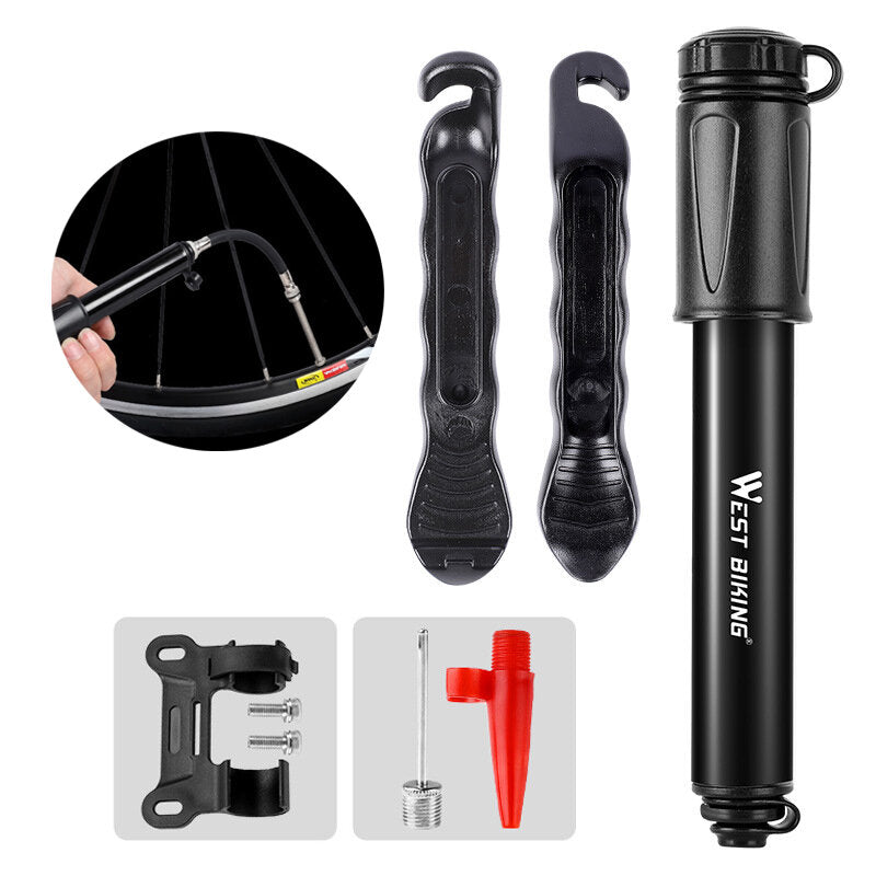Bicycle Tire Repair Tools Kit Riding Equipment with Cycling Schrader/Presta Tyre Pump Patch Lever Needle