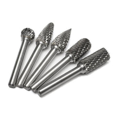 5pcs 6mm Shank Tungsten Carbide Burrs 12mm Head Rotary Cutter Engraving Bits Set