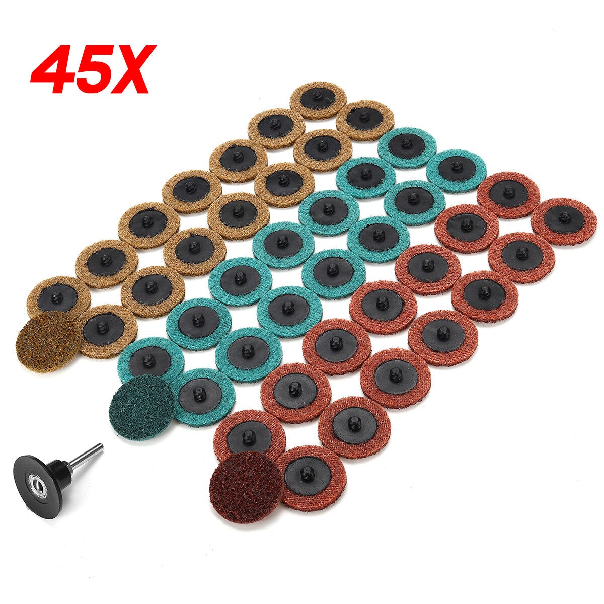 15/30/45Pcs 2 Inch Sanding Discs Set Polishing Pad Non-woven Cloth Abrasive Tools