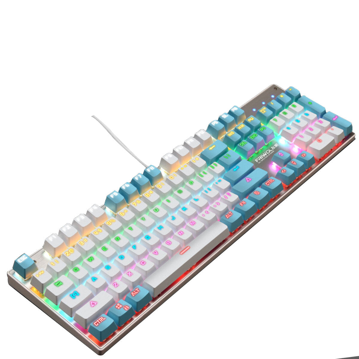 Wired Mechanical Keyboard 104 Keys RGB Backlight Blue Switch Waterproofd USB Gaming Keyboard for Laptop Desktop PC