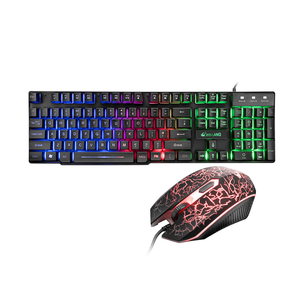 Wired Keyboard & Mouse Set 104 Keys RGB Backlight Mechanical Feeling Gaming Keyboard 2400DPI Ergonomic Home Office Mouse for Laptop Computer PC