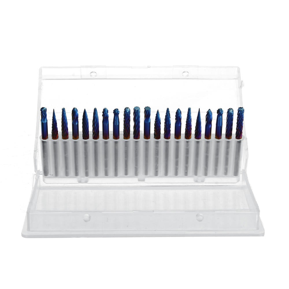 20pcs 3x3mm NACO Blue Coating Burrs Rotary File Tungsten Carbide Router Rasps