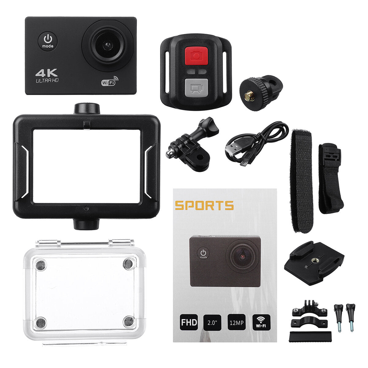 Action Camera 4K at30fps Ultra HD 16MP WiFi Camcorder Wireless Cam IPX8 Waterproof Underwater Remote