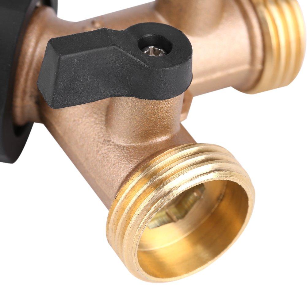 3/4 Inch 2 Way Brass Hose Faucet Manifold Garden Tap Splitter Water Segregator Pipe Divider Switcher Control Shut Off Valve Y-Type Ball