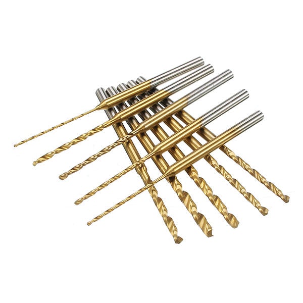 10pcs 0.6-2.2mm HSS Twist Drill Bits Set Titanium Coated High Speed Steel