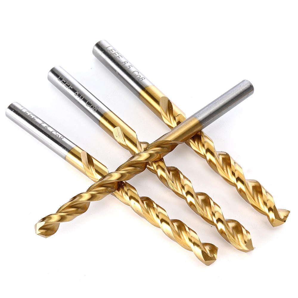 19Pcs Titanium Coated M42 Twist Drill Bit 8% High Cobalt HSS Set Industrial Grade 1-10mm for Stainless Steel Metal Wood