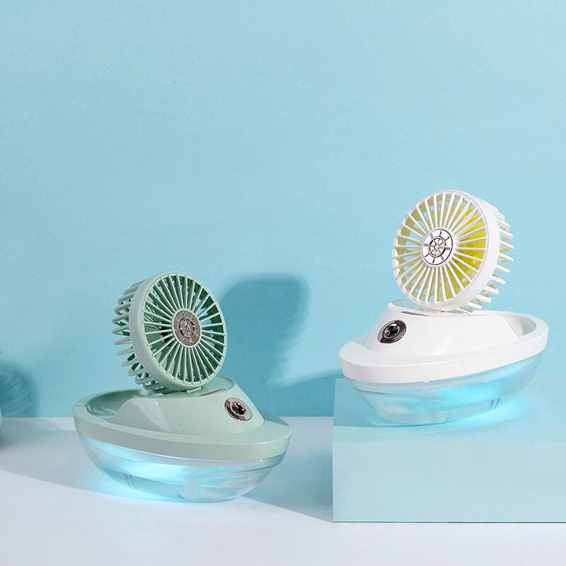 5V Ocean Wind Spray Fan Wireless Humidifier Fan 3 Gear Speed 90Adjustable Angle Portable USB Mini Desktop Air Cooling Fan for Home Office