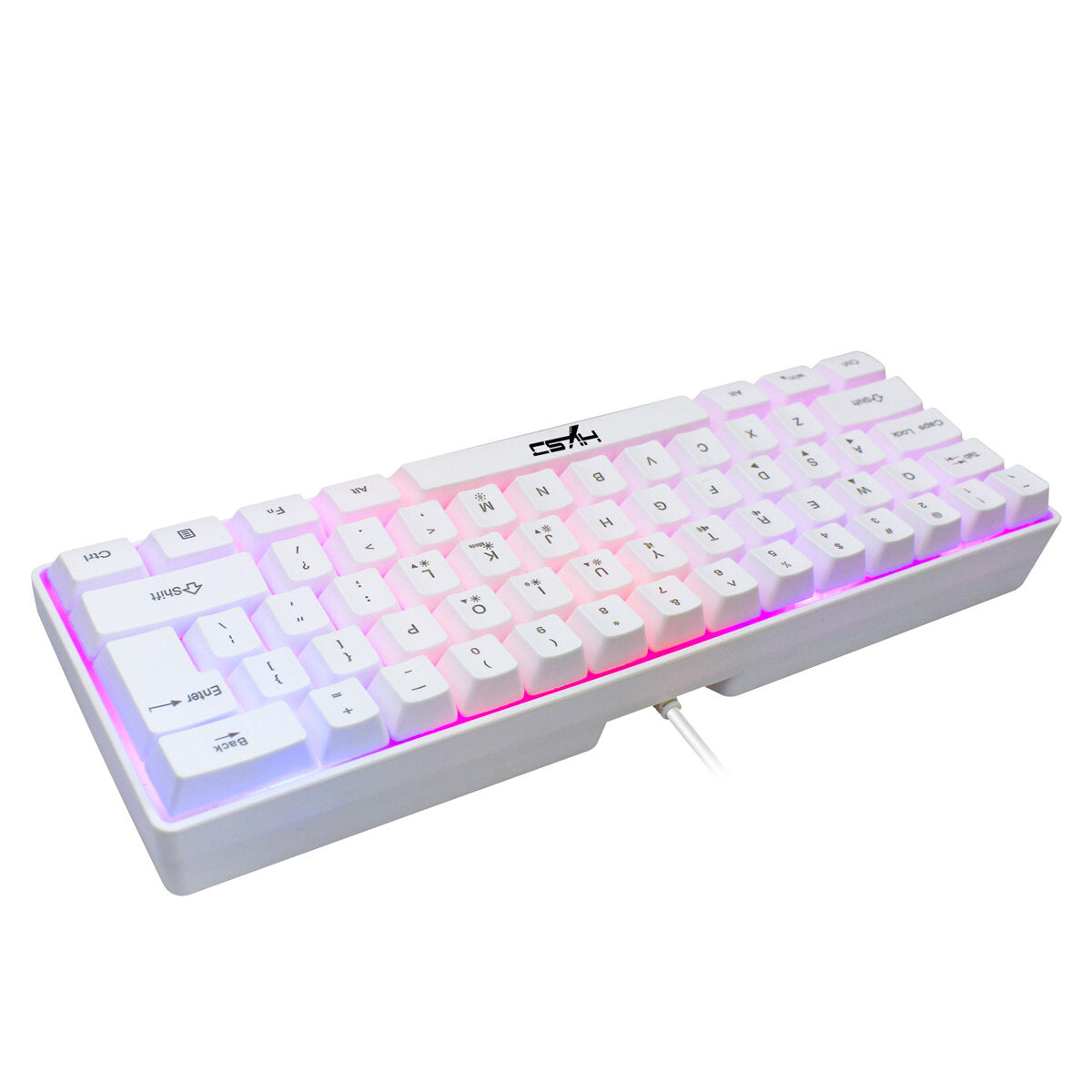 61 Keys Gaming Keyboard USB Wired LED Backlit Multiple Shortcut Keys Mini Mechanical Feel Keyboard for Home Office