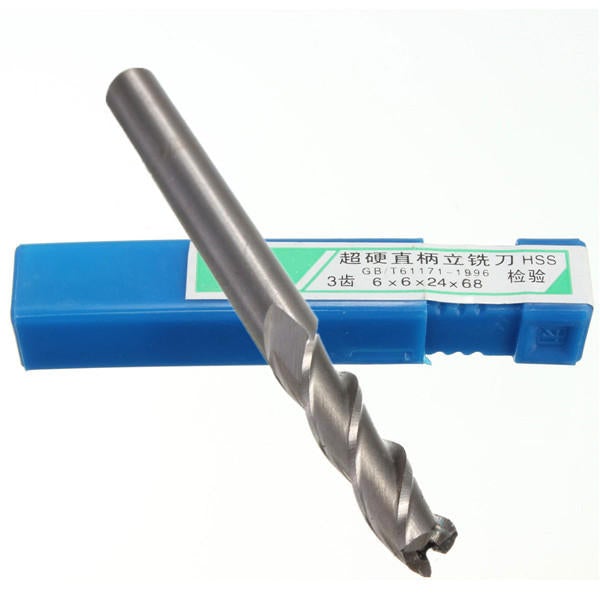 5pcs 6mm x 3 Flute HSS End Mill Cutter